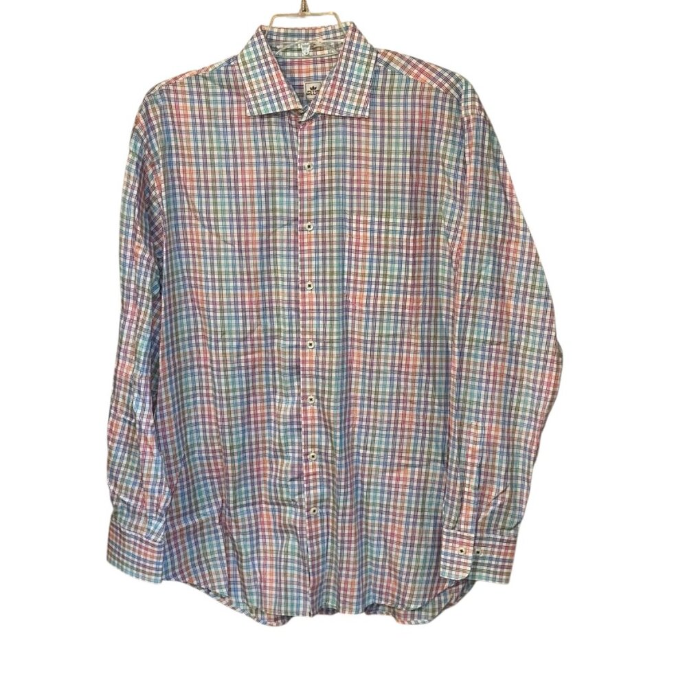 Peter Millar 100% Cotton Button Front Long Sleeve Dress Shirt XL Preppy Work